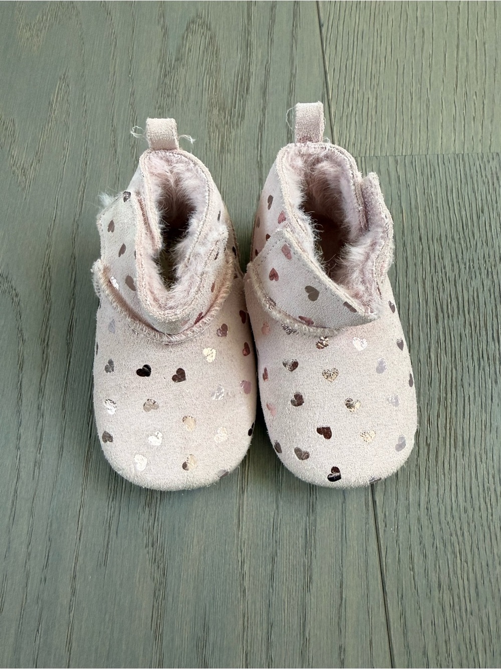 next Pink Heart Suede-Look Baby Slip-On Booties